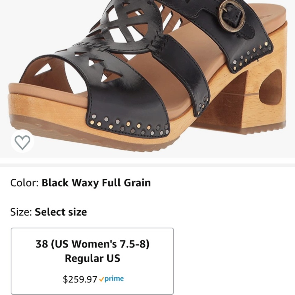 Dansko Black Leather Cutout Studded Wooden Heel Sandals - Picture 10 of 10